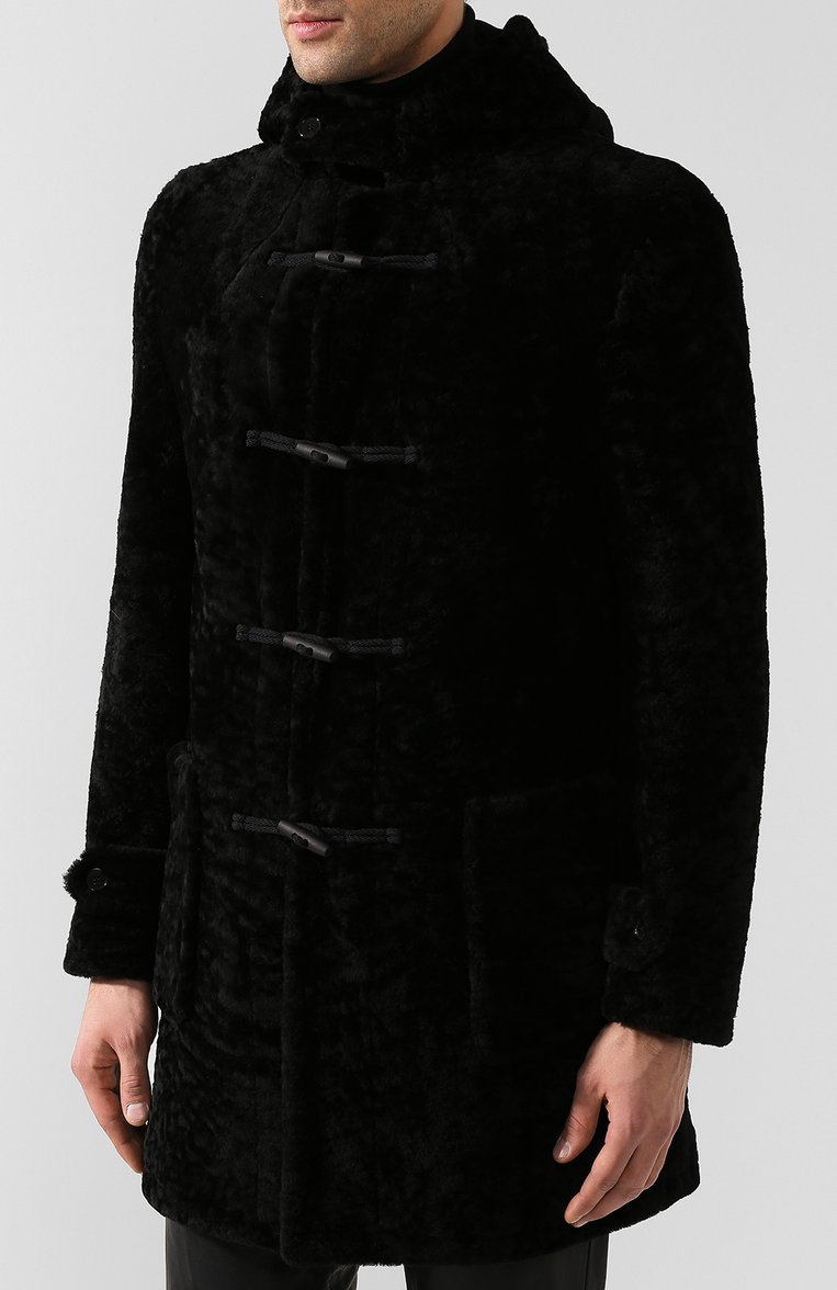 Мужская шуба из овчины SAINT LAURENT черного цвета, арт. 580936/Y7SJ2 | Фото 3 (Материал внешний: Натуральный мех; Материал подклада: Купро; Мужское Кросс-КТ: Верхняя одежда, Кожа и замша; Длина (верхняя одежда): До середины бедра; Материал сплава: Проставлено; Нос: Не проставлено; Стили: Кэжуэл; Рукава: Длинные)