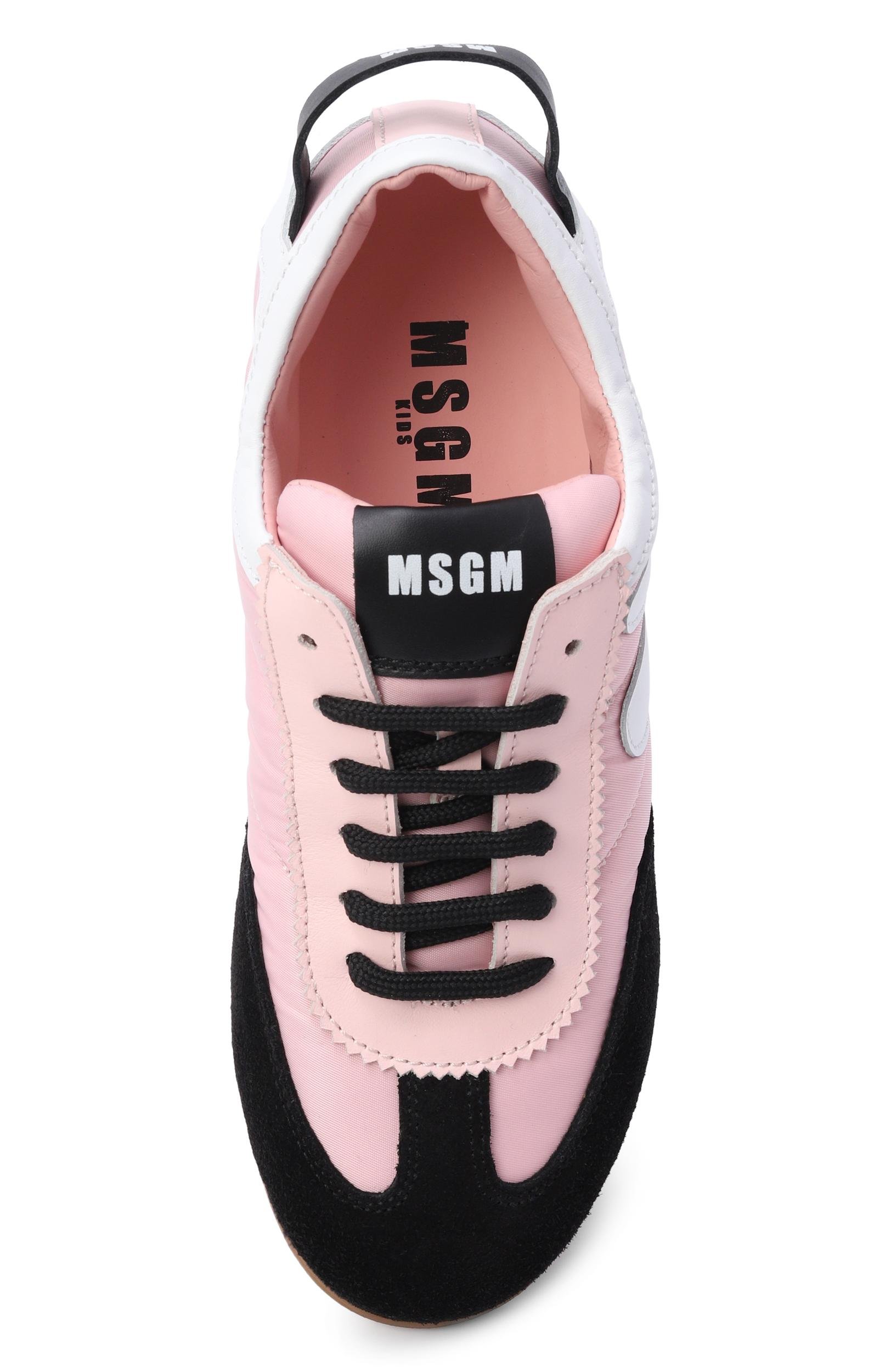 Кожаные кеды MSGM KIDS розового цвета по цене 27750 руб., арт. 83963/VAR1, фото 4 Кожаные кеды MSGM KIDS, арт. 83963/VAR1, фото 4
