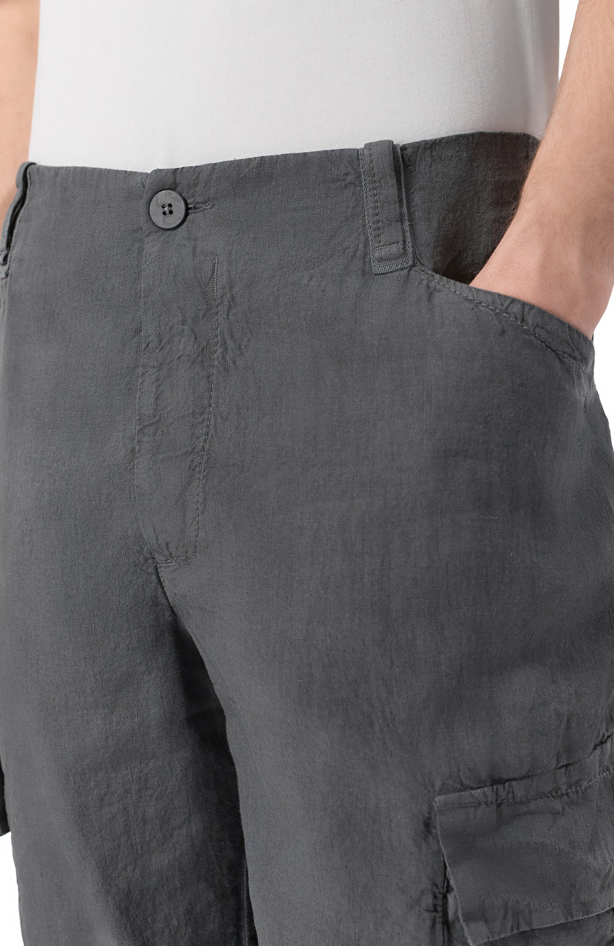 Льняные шорты TRANSIT темно-серого цвета по цене 38650 руб., арт. CFUTRCD132, фото 5 Льняные шорты TRANSIT, арт. CFUTRCD132, фото 5