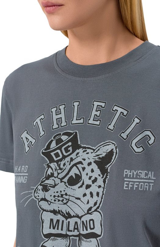 Хлопковая футболка Dolce & Gabbana F8V42T/GDDN9 Серый  F8V42T/GDDN9 Фото 5