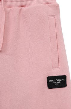 Детские хлопковые джоггеры DOLCE & GABBANA светло-розового цвета, арт. L5JPD7/G7M4V/2-6 | Фото 3 (Материал внешний: Хлопок; Нос: Не проставлено; Девочки Кросс-КТ: Джоггеры-одежда)