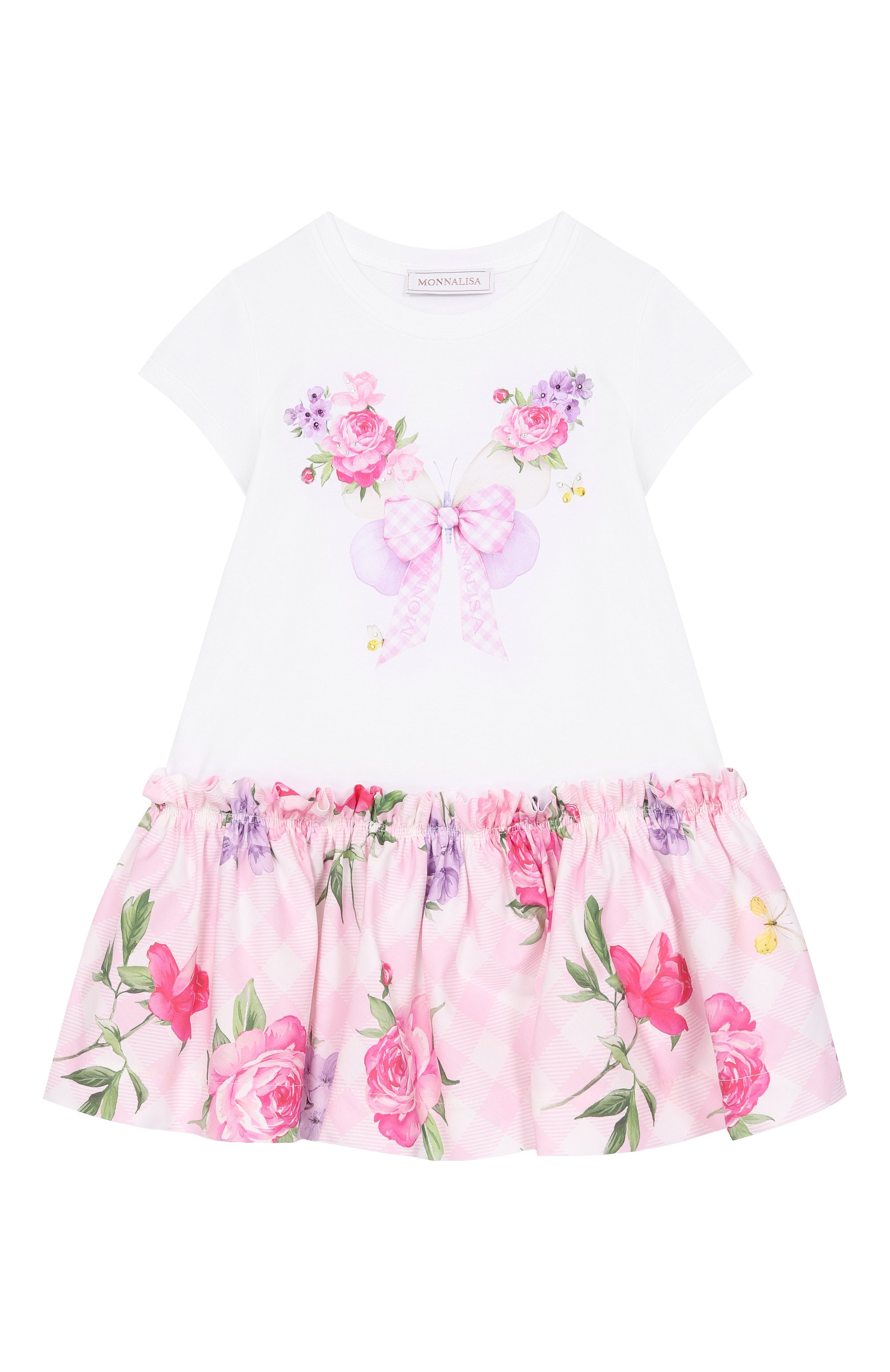 Хлопковое платье MONNALISA светло-розового цвета по цене 16800 руб., арт. 11G922NP, фото 1 Хлопковое платье MONNALISA, арт. 11G922NP, фото 1