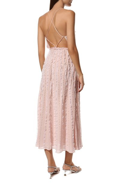 Шелковое платье MIU MIU светло-розового цвета по цене 690000 руб., арт. MF4556-10RO-F0384, фото 4 Шелковое платье MIU MIU, арт. MF4556-10RO-F0384, фото 4