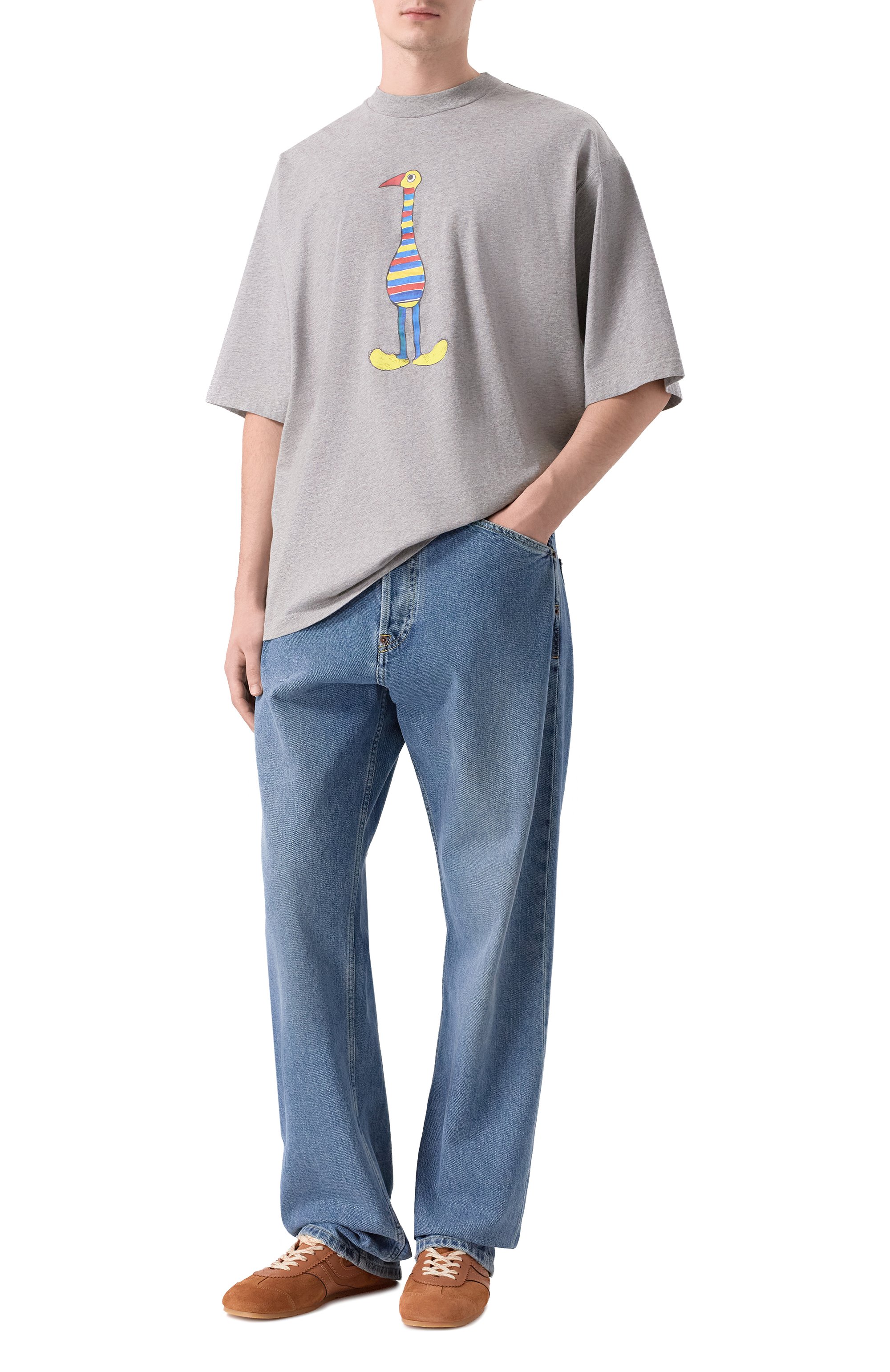 Хлопковая футболка MARNI серого цвета по цене 55800 руб., арт. HUMU02233P/USCY98, фото 2 Хлопковая футболка MARNI, арт. HUMU02233P/USCY98, фото 2