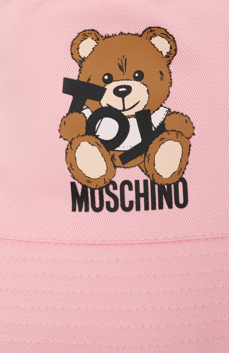 Детская хлопковая панама MOSCHINO розового цвета, арт. MMX057/LPA01 | Фото 3 (Нос: Не проставлено; Материал: Текстиль, Хлопок; Тематический товар: Teddy Bear)