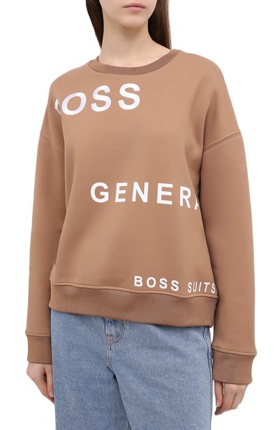 Хлопковый свитшот BOSS бежевого цвета по цене 16000 руб., арт. 50439388, фото 3 Хлопковый свитшот BOSS, арт. 50439388, фото 3
