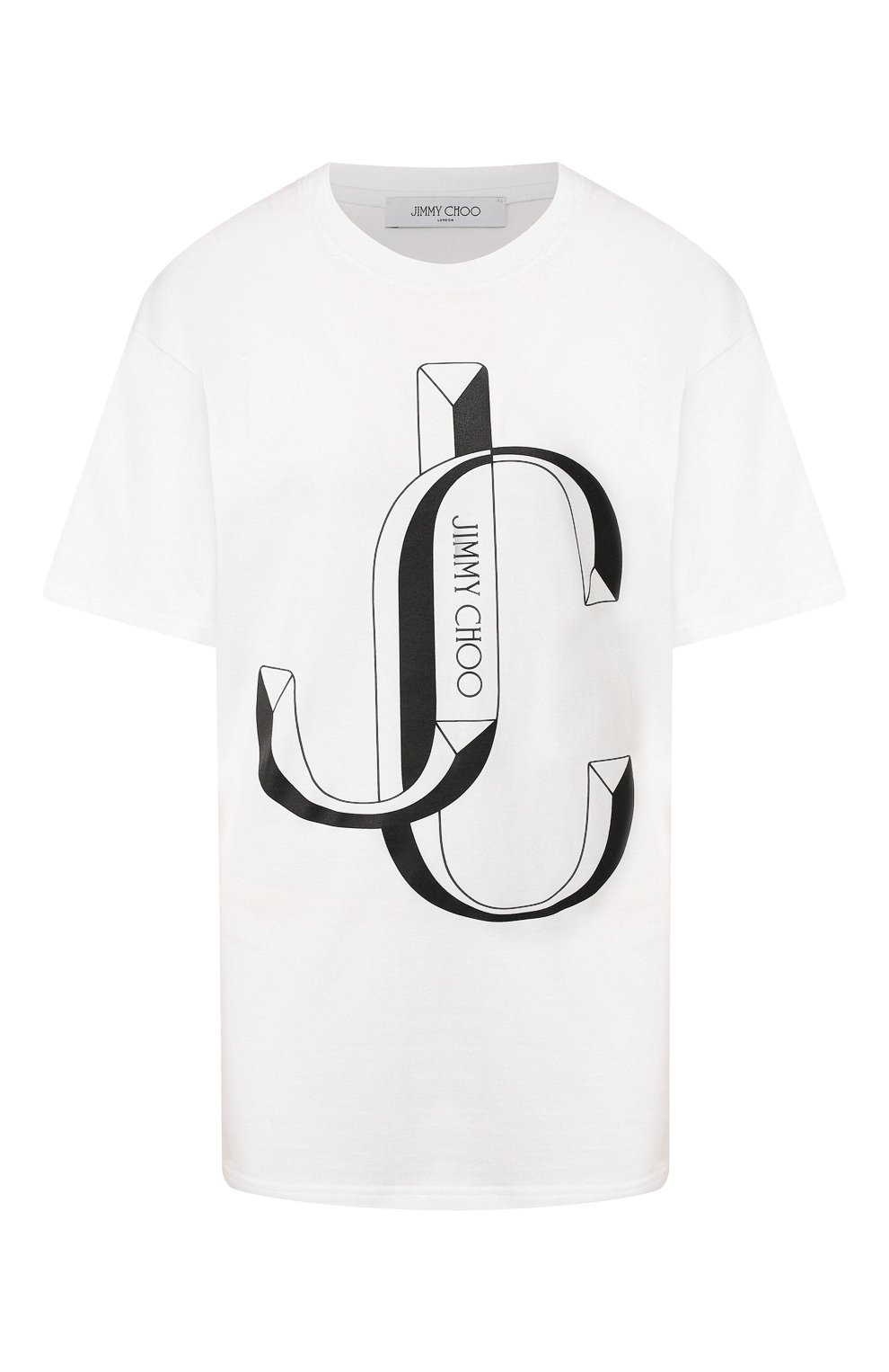 Хлопковая футболка JIMMY CHOO белого цвета по цене 24150 руб., арт. JC-TEE/S006, фото 1 Хлопковая футболка JIMMY CHOO, арт. JC-TEE/S006, фото 1