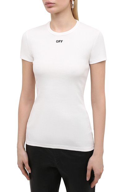 Хлопковая футболка OFF-WHITE белого цвета по цене 43950 руб., арт. 0WAA065S21JER001, фото 3 Хлопковая футболка OFF-WHITE, арт. 0WAA065S21JER001, фото 3