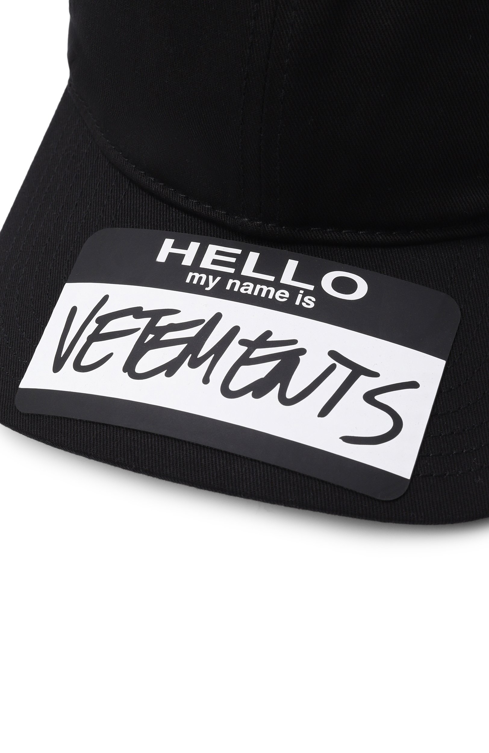 Хлопковая бейсболка VETEMENTS черного цвета по цене 63200 руб., арт. UA65CA160, фото 3 Хлопковая бейсболка VETEMENTS, арт. UA65CA160, фото 3