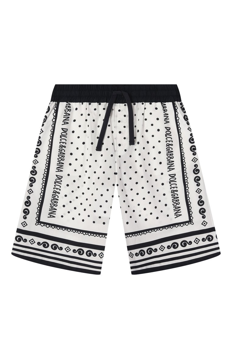 Детские хлопковые шорты DOLCE & GABBANA черно-белого цвета, арт. L43Q47/FI5KQ/8-14 | Фото 1 (Нос: Не проставлено; Случай: Повседневный; Материал внешний: Хлопок; Автоматизация состава: Проставлено; Ростовка одежда: 13 - 15 лет | 158 см, 8 лет | 128 см, 16 лет | 164 см, 10 - 11 лет | 140 - 146см)