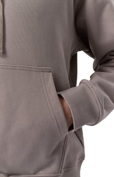 Мужской хлопковое худи DIESEL серого цвета, арт. A09856/0BMBJ | Фото 5 (Длина (для топов): Стандартные; Рукава: Длинные; Принт: Без принта; Мужское Кросс-КТ: Худи-одежда; Стили: Спорт-шик; Материал внешний: Хлопок)