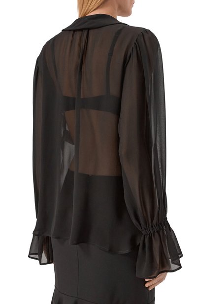 Шелковая блузка NINA RICCI черного цвета по цене 99500 руб., арт. 26PCT0021/SE1417, фото 4 Шелковая блузка NINA RICCI, арт. 26PCT0021/SE1417, фото 4