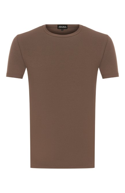 Мужская хлопковая футболка ZEGNA коричневого цвета, арт. N3M20/180 | Фото 1 (Драгоценные камни: Проставлено; Рукава: Короткие; Материал внешний: Хлопок; Материал сплава: Проставлено; Кросс-КТ: домашняя одежда; Длина (для топов): Стандартные)