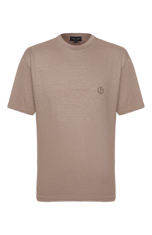 Льняная футболка Giorgio Armani GM001099/TE13875 Коричневый GM001099/TE13875