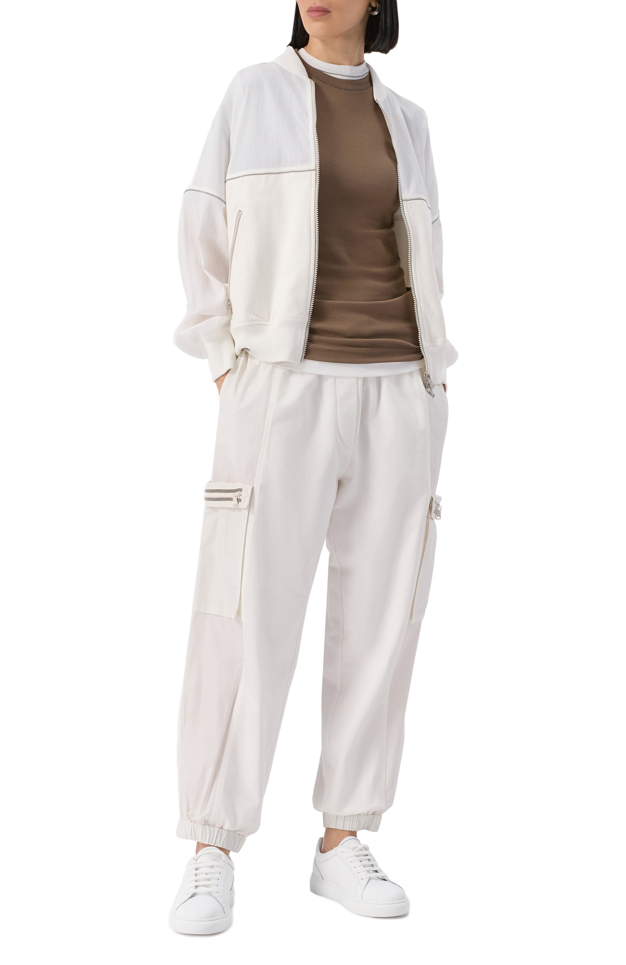 Хлопковые джоггеры BRUNELLO CUCINELLI белого цвета по цене 175500 руб., арт. MH827EP499, фото 2 Хлопковые джоггеры BRUNELLO CUCINELLI, арт. MH827EP499, фото 2