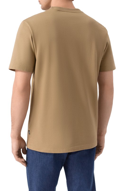Хлопковая футболка BOSS 50452680 Бежевый  50452680 Фото 4