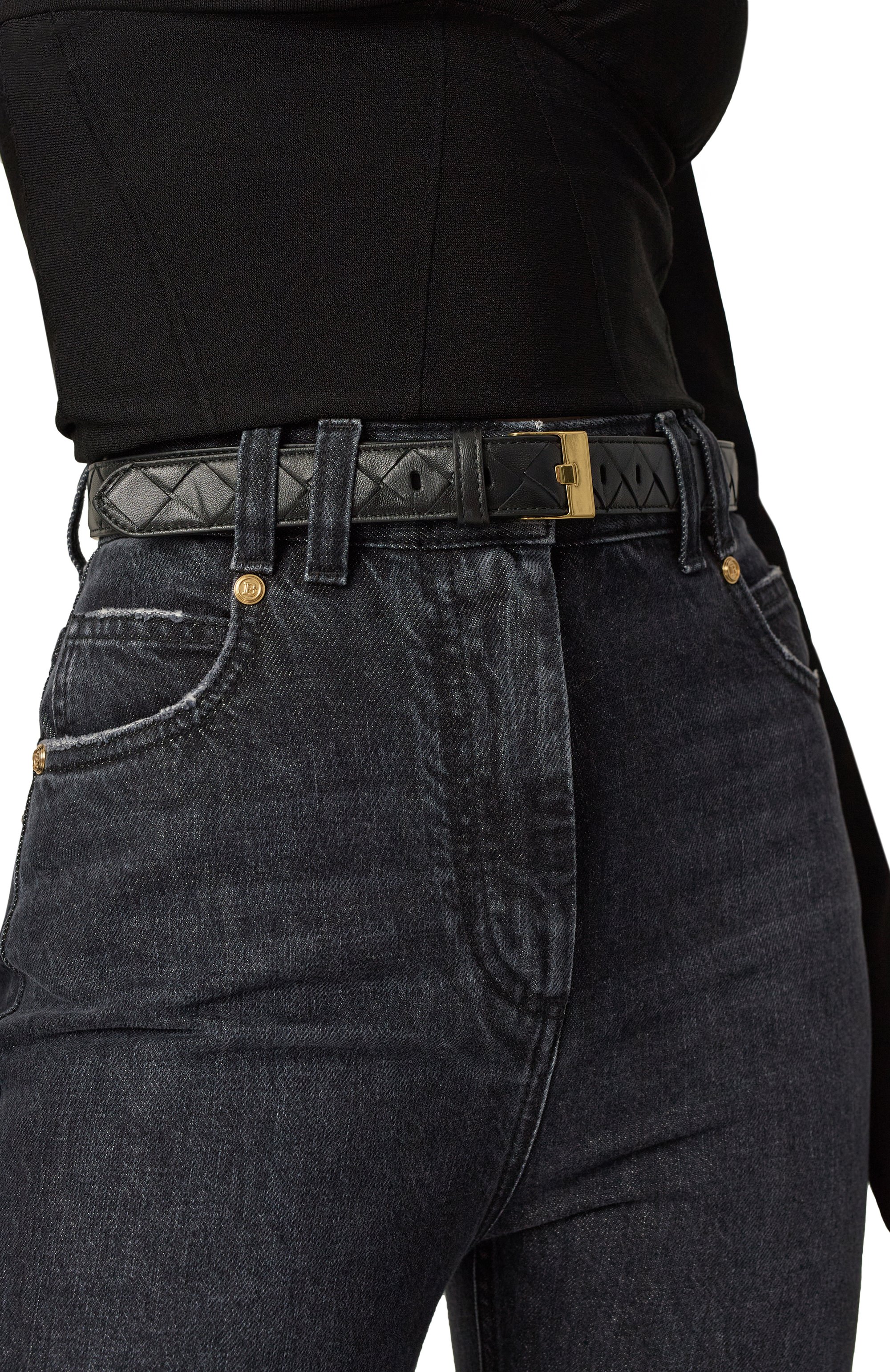 Кожаный ремень BOTTEGA VENETA черного цвета по цене 69200 руб., арт. 799048/VCPP5, фото 2 Кожаный ремень BOTTEGA VENETA, арт. 799048/VCPP5, фото 2