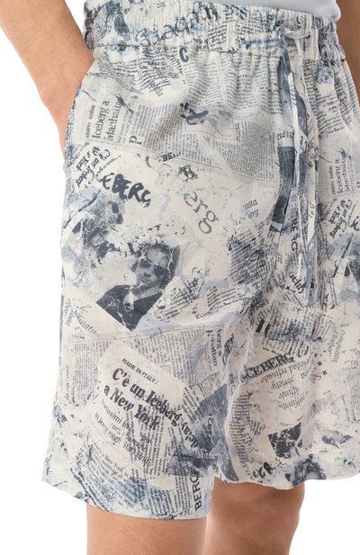 Шорты изо льна и хлопка ICEBERG голубого цвета по цене 34950 руб., арт. D091/3603, фото 5 Шорты изо льна и хлопка ICEBERG, арт. D091/3603, фото 5