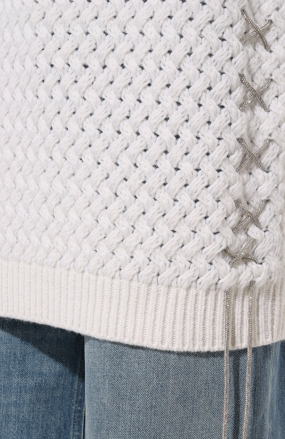 Свитер из шерсти и кашемира GIUSEPPE DI MORABITO белого цвета по цене 89950 руб., арт. PF23250KN-264, фото 5 Свитер из шерсти и кашемира GIUSEPPE DI MORABITO, арт. PF23250KN-264, фото 5