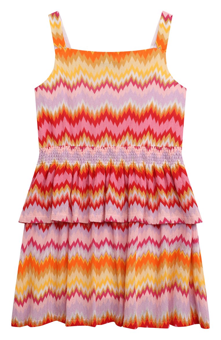 Детское сарафан MISSONI разноцветного цвета, арт. MU1B92/Q0047/12-14 | Фото 2 (Материал сплава: Проставлено; Материал внешний: Хлопок, Синтетический материал; Драгоценные камни: Проставлено; Девочки Кросс-КТ: Сарафан-одежда; Рукава: На бретелях, Без рукавов; Ростовка одежда: 13 - 15 лет | 158 см, 12 лет | 152 см)