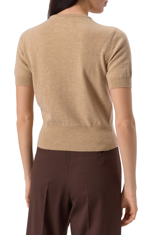 Шерстяной пуловер Maison Margiela S51HL0018/M13090 Бежевый  S51HL0018/M13090 Фото 4