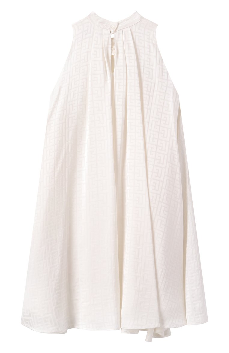 Детское платье из вискозы BALMAIN молочного цвета, арт. BW1D62 | Фото 2 (Материал внешний: Вискоза; Материал подклада: Купро; Рукава: Без рукавов; Девочки Кросс-КТ: Платье-одежда; Случай: Формальный; Ростовка одежда: 12 лет | 152 см, 13 - 15 лет | 158 см, 16 лет | 164 см, 8 лет | 128 см, 10 - 11 лет | 140 - 146см)
