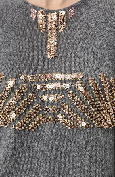 Од нотонный пуловер из смеси шерсти и кашемира с пайетками PRADA, арт. P24D0M-1QKM-F0031, фото 5