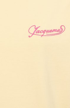 Женская хлопковая футболка JACQUEMUS желтого цвета, арт. 25E251JS216 | Фото 6 (Длина (для топов): Стандартные; Материал внешний: Хлопок; Стили: Кэжуэл; Женское Кросс-КТ: Футболка-одежда; Рукава: Короткие; Принт: С принтом)