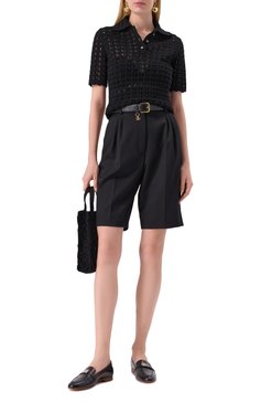 Женский шерстяное поло DOLCE & GABBANA черного цвета, арт. FXZ15T/JCVWH | Фото 2 (Рукава: Короткие; Материал внешний: Шерсть; Длина (для топов): Стандартные; Стили: Кэжуэл; Кросс-КТ: Трикотаж; Автоматизация состава: Проставлено; Автоматизация ТО: Проставлено; Размерность: Идёт в размер)
