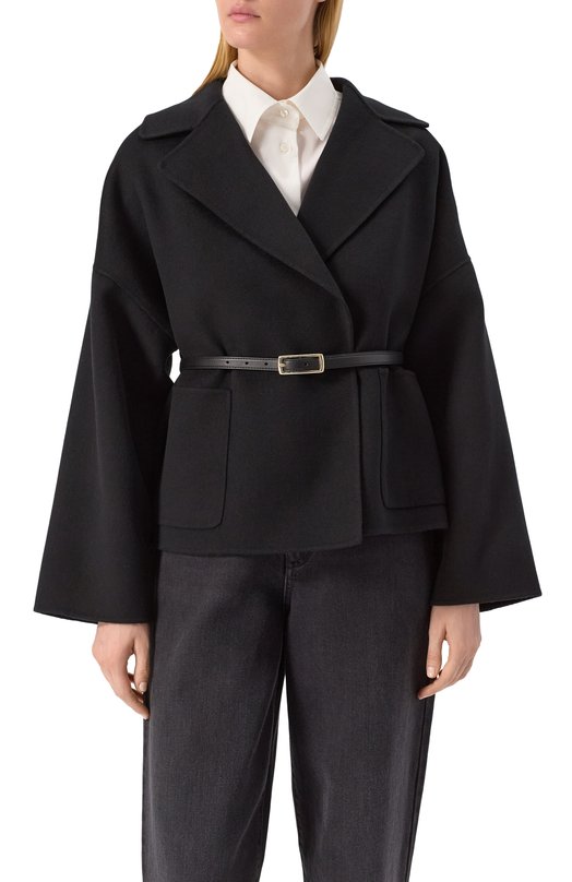 Полупальто из шерсти и шелка Max Mara Studio BLASY Чёрный  BLASY Фото 3