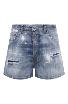 Женские джинсовые шорты DSQUARED2 голубого цвета, арт. S75MU0459/S30789 | Фото 1 (Длина Ж (юбки, платья, шорты): Мини; Материал сплава: Проставлено; Материал внешний: Хлопок, Деним; Драгоценные камни: Проставлено; Стили: Гранж; Кросс-КТ: Деним)