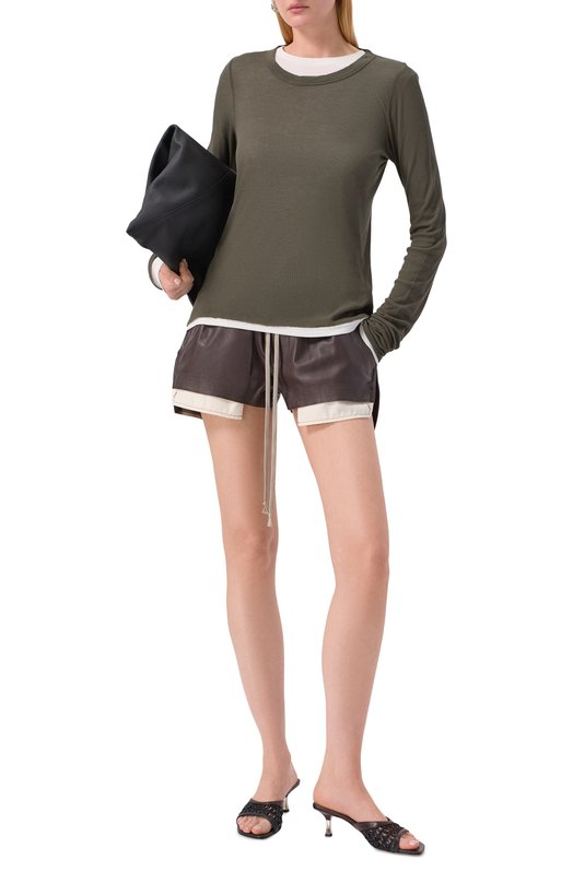 Лонгслив из вискозы и шелка Rick Owens RP02E4209/RC Хаки  RP02E4209/RC Фото 2