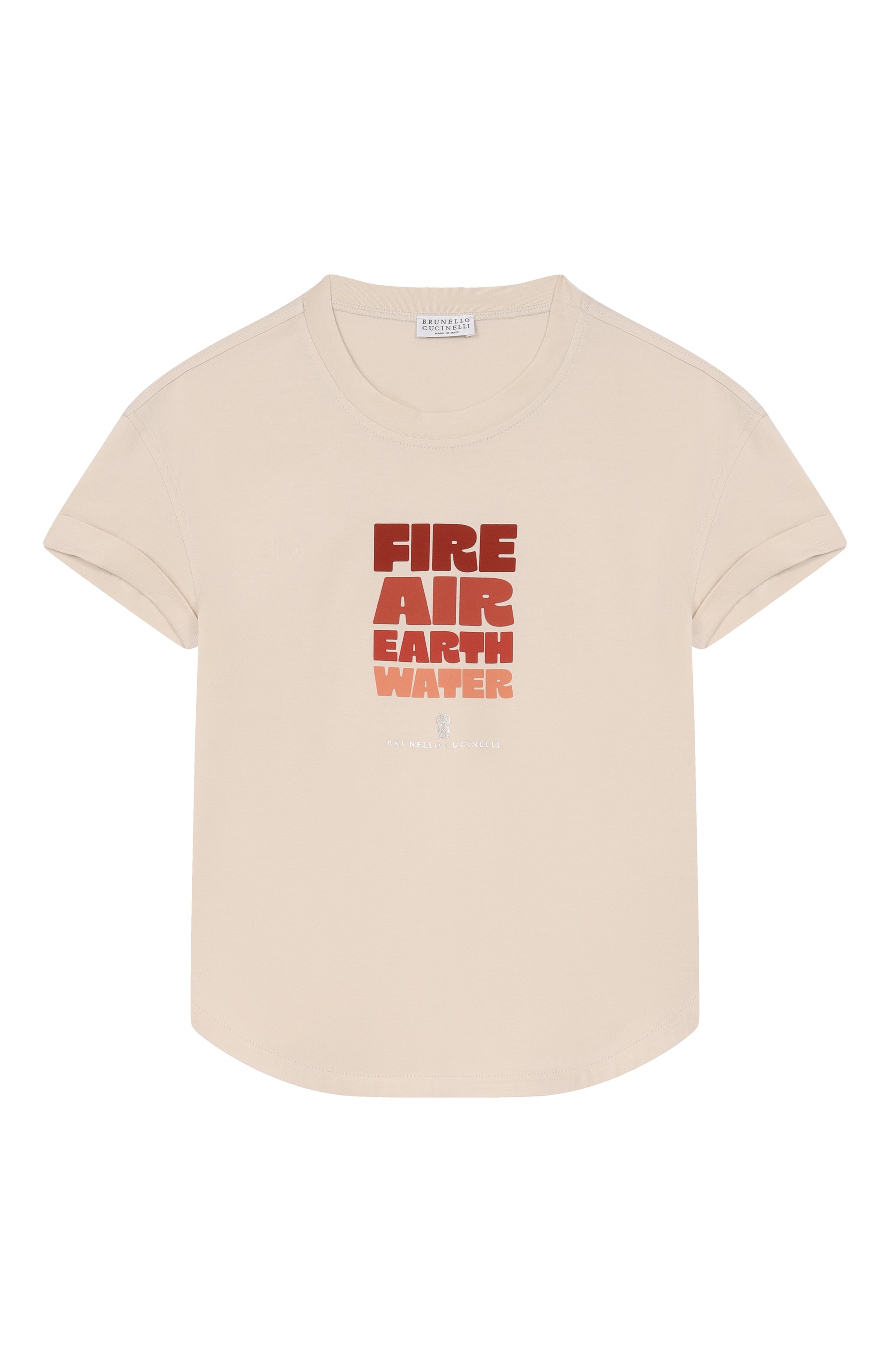 Хлопковая футболка BRUNELLO CUCINELLI бежевого цвета по цене 39850 руб., арт. B0T81T485B, фото 1 Хлопковая футболка BRUNELLO CUCINELLI, арт. B0T81T485B, фото 1