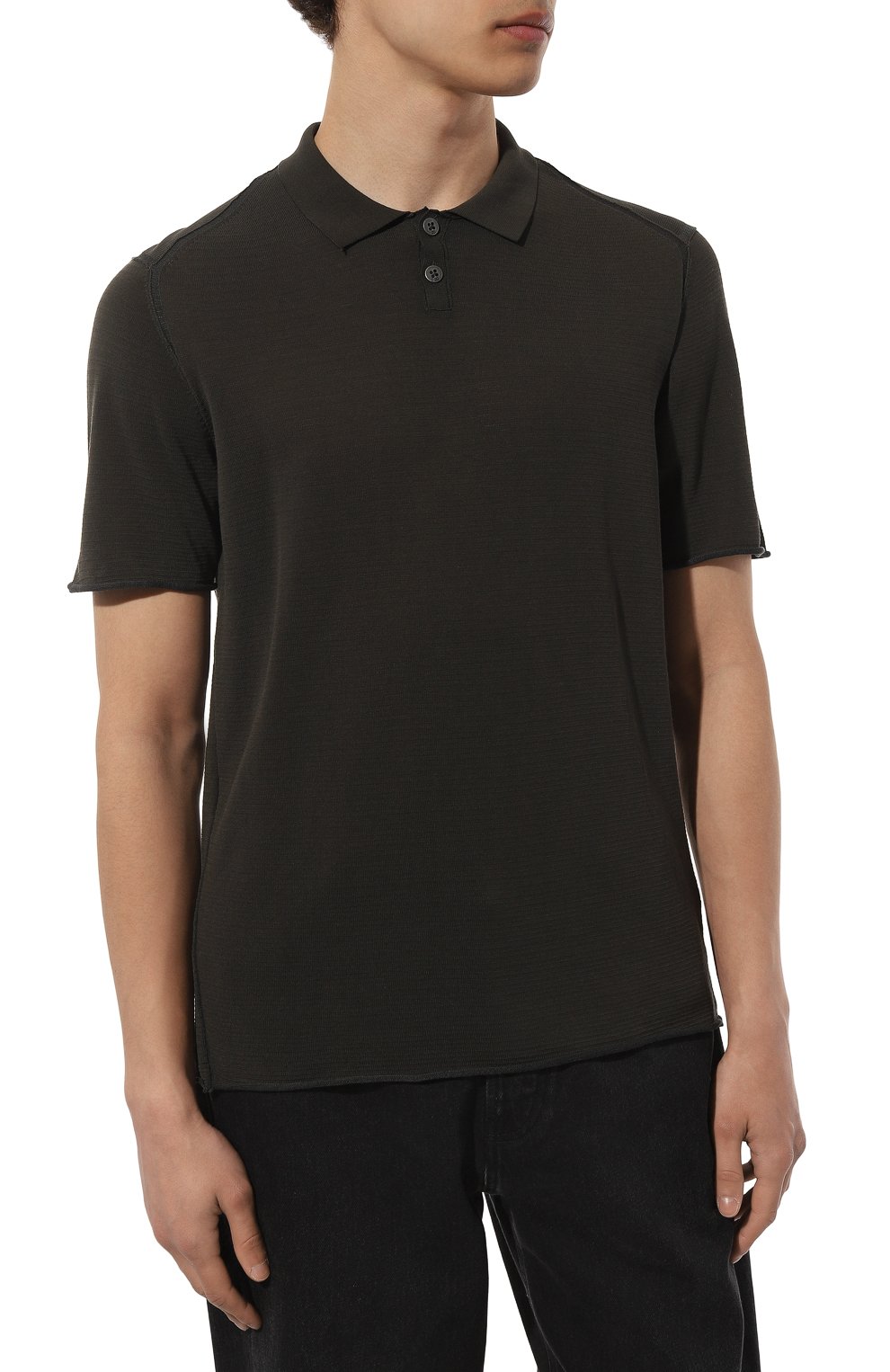 Поло из хлопка и вискозы TRANSIT хаки цвета по цене 31300 руб., арт. CFUTRT9442, фото 3 Поло из хлопка и вискозы TRANSIT, арт. CFUTRT9442, фото 3