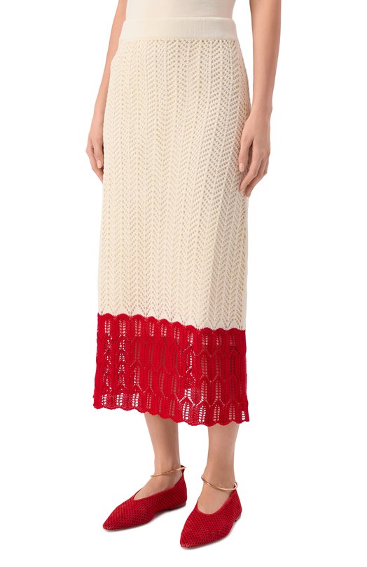 Хлопковая юбка Jil Sander J02MA0368/J15477 Кремовый  J02MA0368/J15477 Фото 3