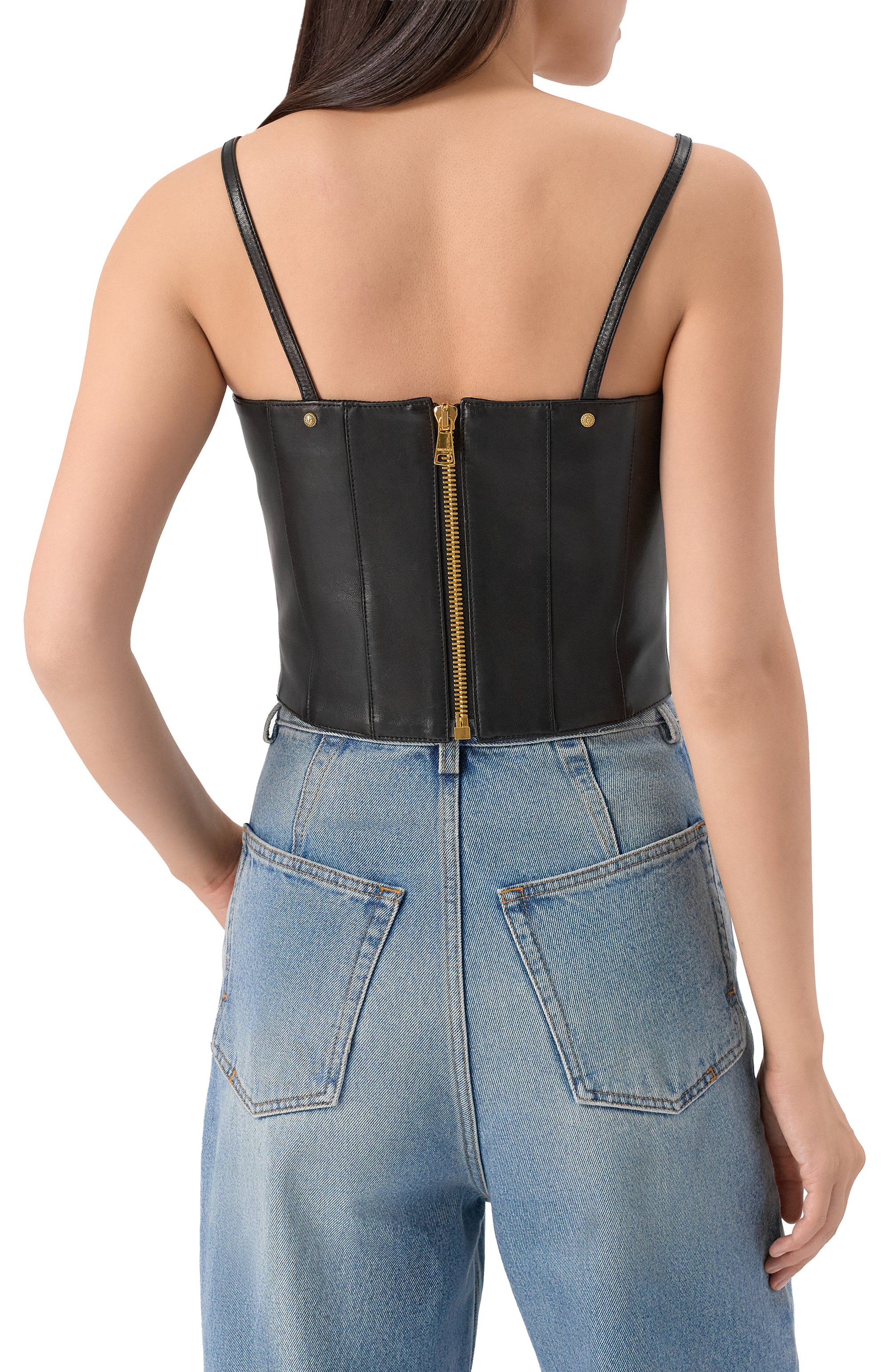 Кожаный топ BALMAIN, арт. CF1AA285/LC62, фото 4