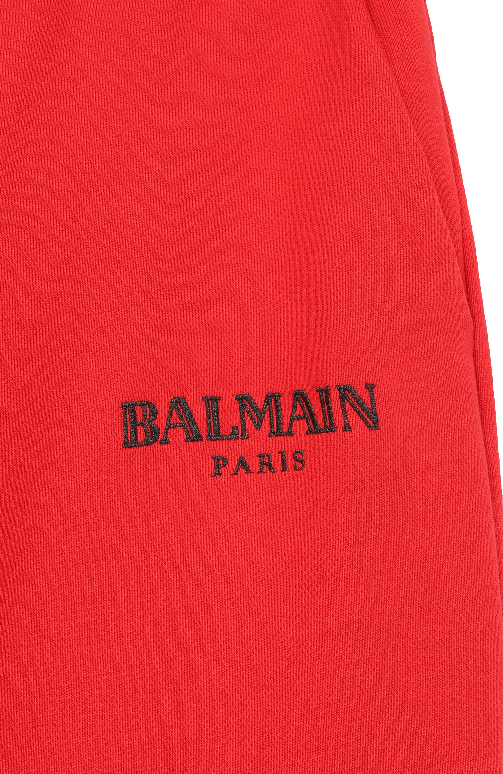 Хлопковые брюки BALMAIN красного цвета по цене 23900 руб., арт. BZ6A70, фото 3 Хлопковые брюки BALMAIN, арт. BZ6A70, фото 3