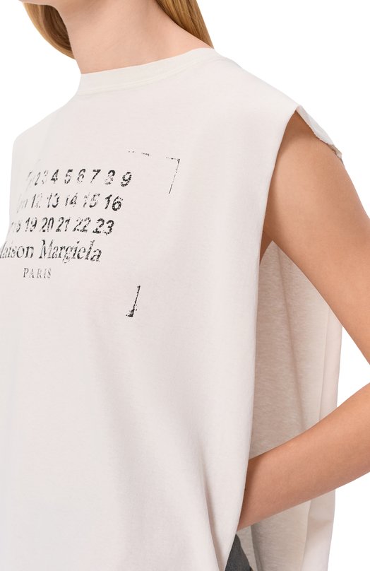 Хлопковая футболка Maison Margiela S51NL0053/S24575 Кремовый  S51NL0053/S24575 Фото 5