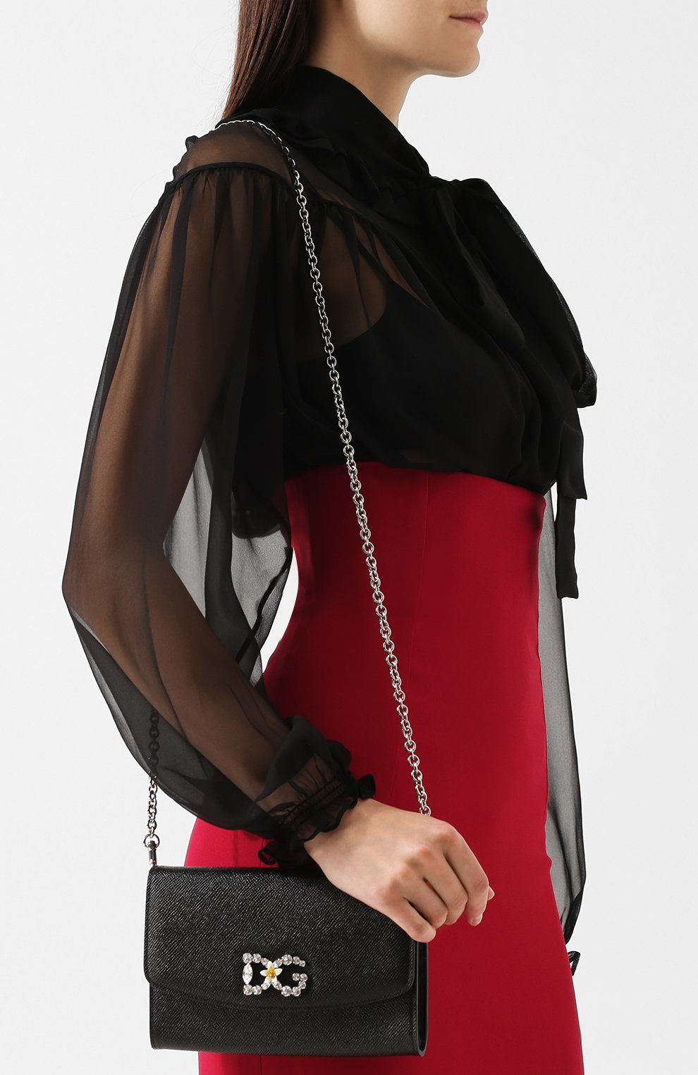 Кожаный клатч на цепочке DOLCE & GABBANA, арт. BI1028/AU771, фото 5