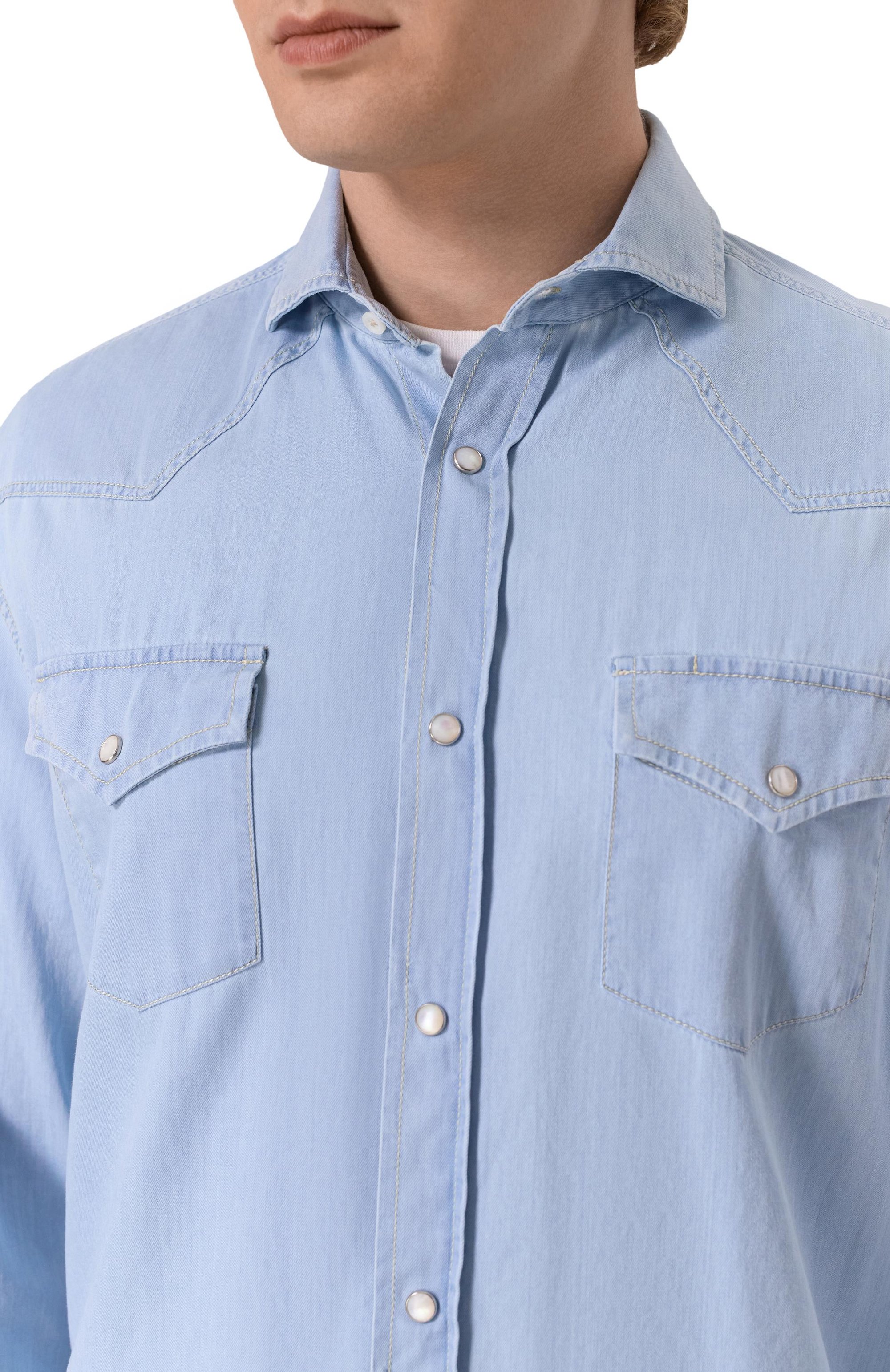 Джинсовая рубашка BRUNELLO CUCINELLI, арт. MR6834008, фото 5