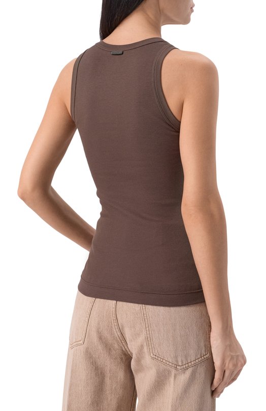 Хлопковая майка Brunello Cucinelli M0TC8FX230 Коричневый  M0TC8FX230 Фото 4