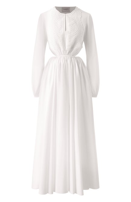 Женское хлопковое платье GIAMBATTISTA VALLI белого цвета, арт. 25SSPVTE5164-40P0P | Фото 1 (Драгоценные камни: Проставлено; Рукава: Длинные; Материал внешний: Хло�пок; Длина Ж (юбки, платья, шорты): Макси; Материал сплава: Проставлено)