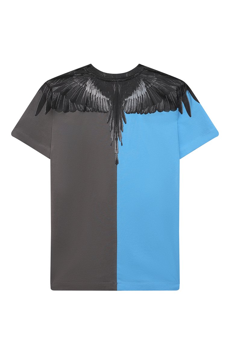 Детская хлопковая футболка MARCELO BURLON KIDS OF MILAN голубого цвета, арт. 21E/B/MB/1108/0010/2-6Y | Фото 2 (Материал внешний: Хлопок; Рукава: Короткие; Региональные ограничения белый список (Axapta Mercury): RU; Мальчики Кросс-КТ: Футболка-одежда; Материал сплава: Проставлено; Драгоценные камни: Проставлено; Ростовка одежда: 4 года | 104 см, 6 лет | 116 см)