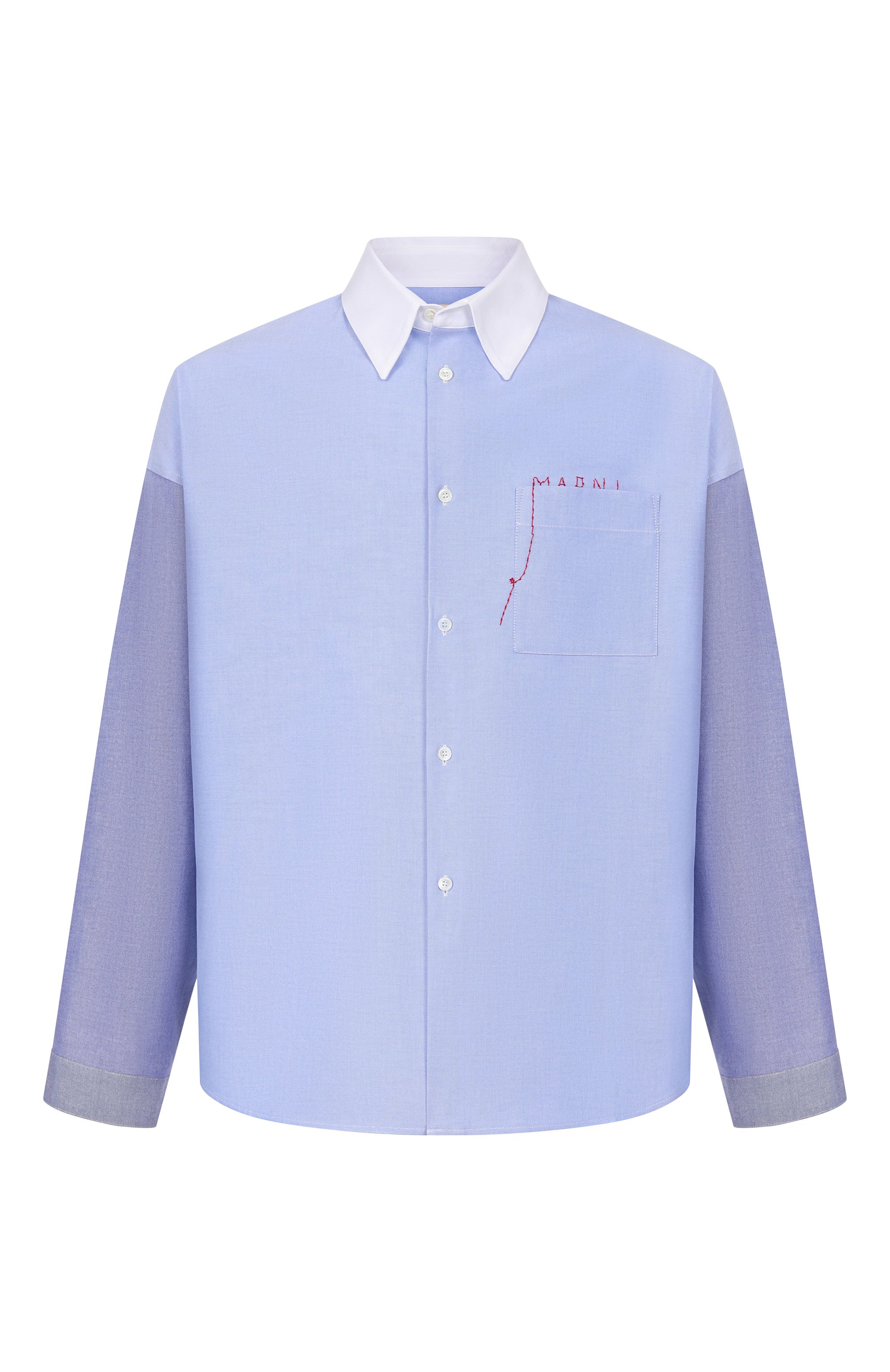 Хлопковая рубашка MARNI голубого цвета по цене 110000 руб., арт. CUMU0061S8/UTC566, фото 1 Хлопковая рубашка MARNI, арт. CUMU0061S8/UTC566, фото 1
