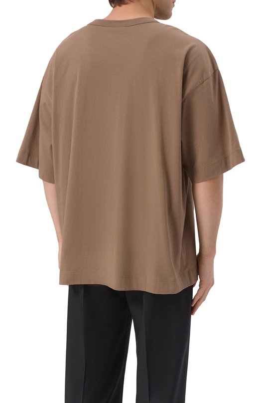 Хлопковая футболка Dries Van Noten 251-021102-1600 Коричневый  251-021102-1600 Фото 4