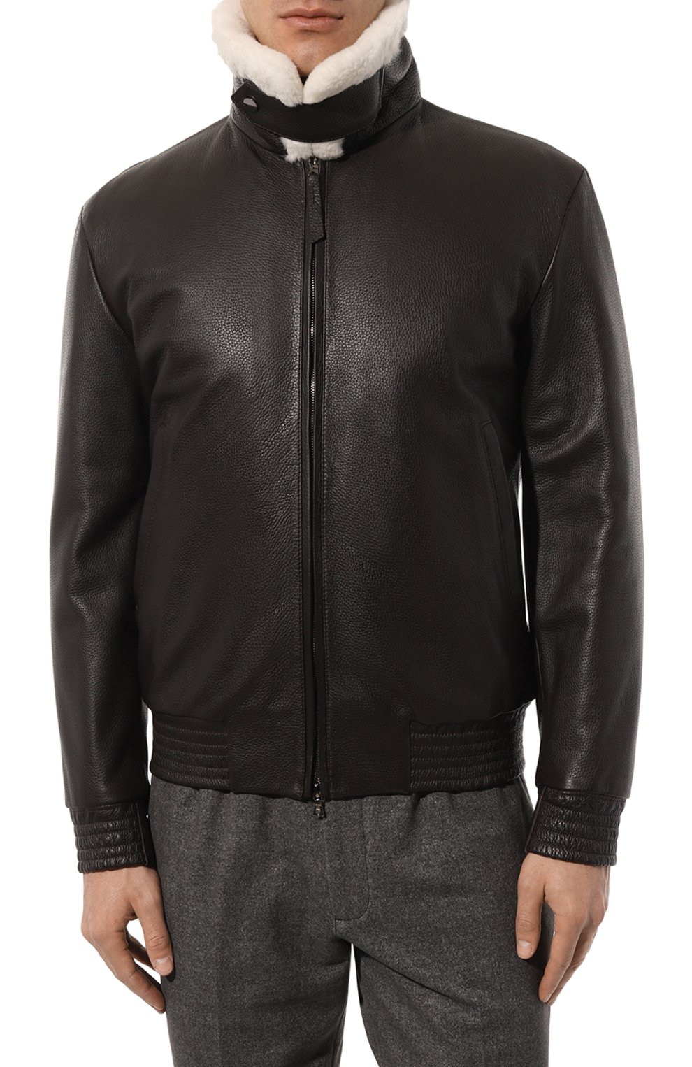 Кожаный бомбер FURLAND белого цвета по цене 1180000 руб., арт. 0238014120003200005, фото 6 Кожаный бомбер FURLAND, арт. 0238014120003200005, фото 6