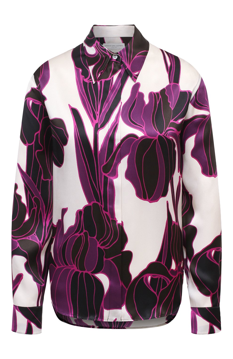 Шелковая рубашка DRIES VAN NOTEN фуксия цвета по цене 84450 руб., арт. 202-10764-1135, фото 1 Шелковая рубашка DRIES VAN NOTEN, арт. 202-10764-1135, фото 1