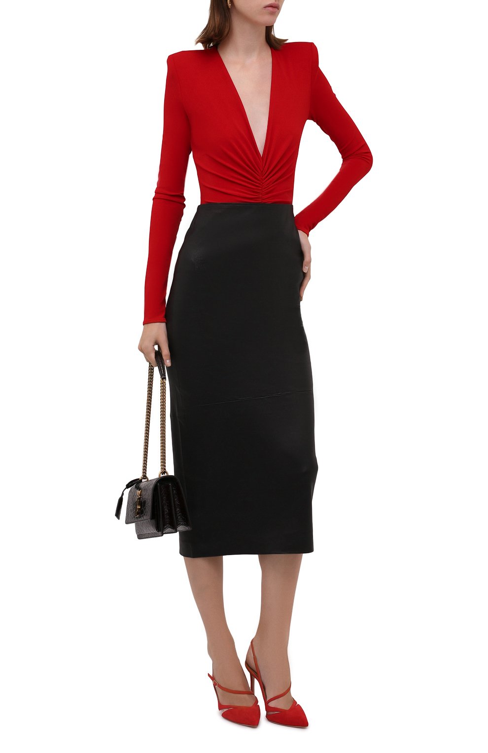 Кожаная юбка SPRWMN черного цвета по цене 97000 руб., арт. SKT-024-L/TUBE SKIRT, фото 2 Кожаная юбка SPRWMN, арт. SKT-024-L/TUBE SKIRT, фото 2