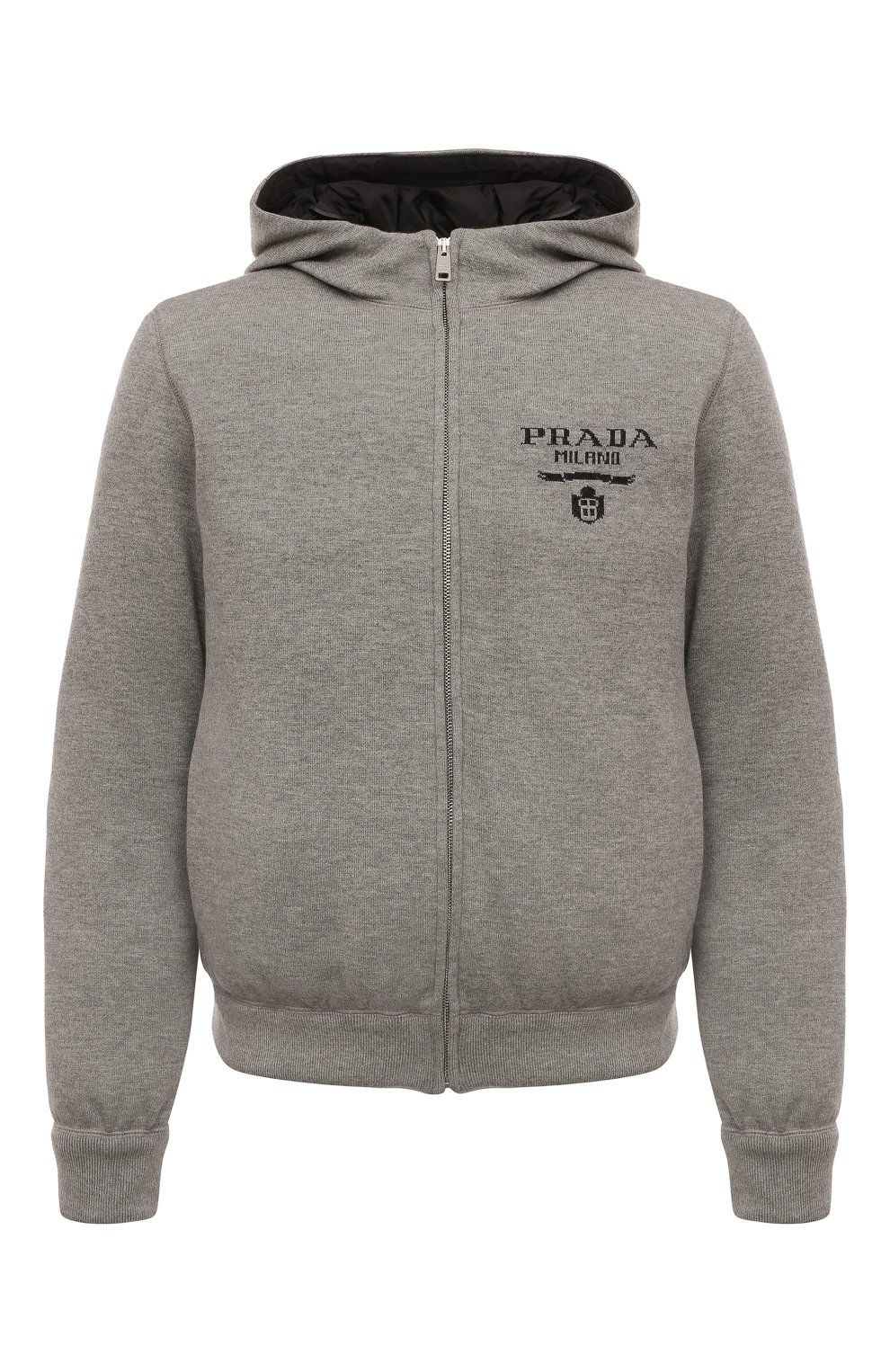 Пуховый бомбер PRADA серого цвета по цене 470000 руб., арт. SGC021-10J4-F0031-212, фото 1 Пуховый бомбер PRADA, арт. SGC021-10J4-F0031-212, фото 1