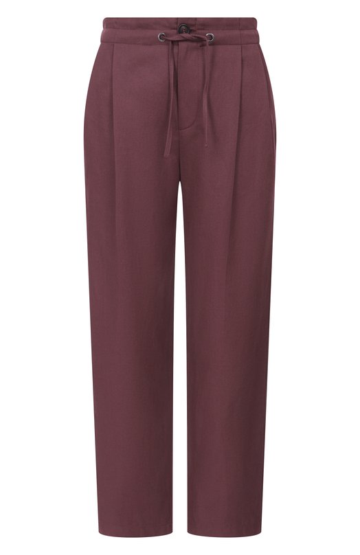 Брюки из хлопка и льна Brunello Cucinelli ML118P9217 Фиолетовый ML118P9217